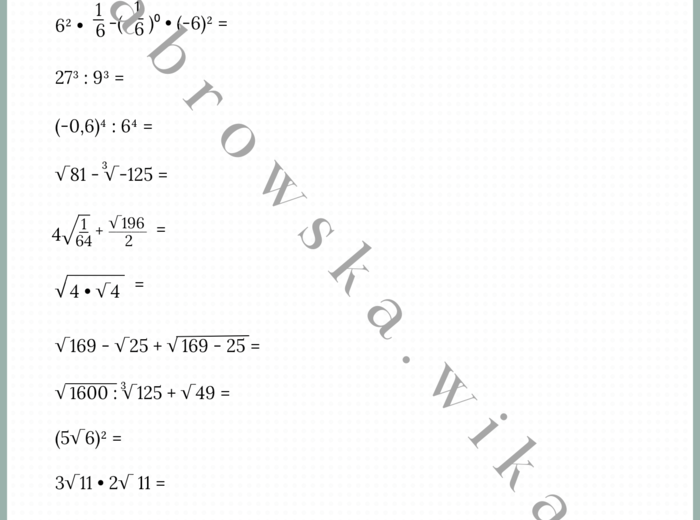 Działania na potęgach i pierwiastkach - powtórzenie