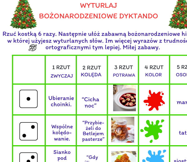 Bożonarodzeniowe dyktando - Mikołajki, ortografia