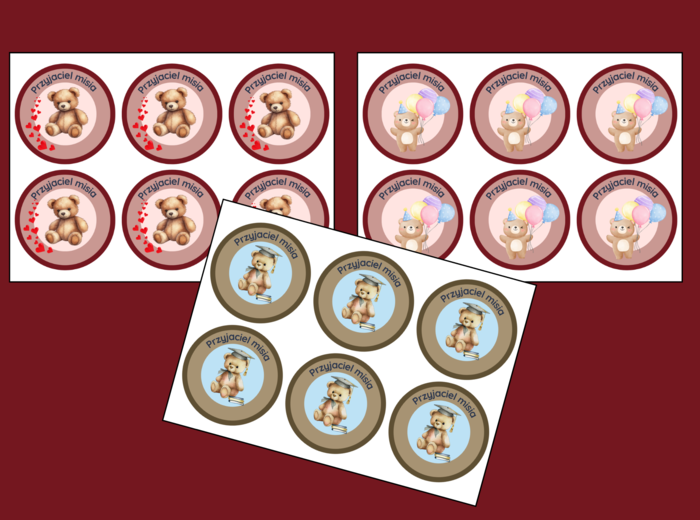 DZIEŃ PLUSZOWEGO MISIA – medale – 3 wersje – biblioteka – świetlica – przedszkole