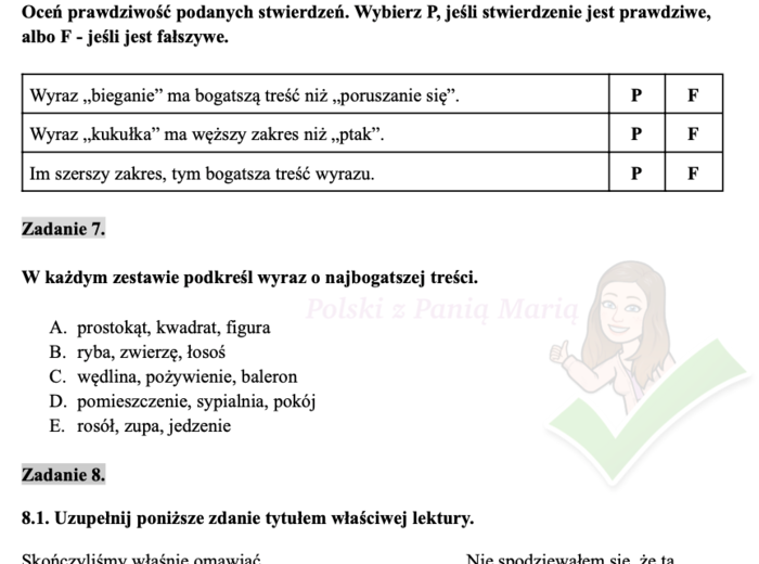 Treść i zakres - zadania egzaminacyjne