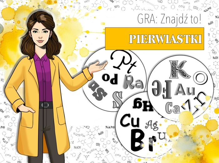 Klasa 8. Chemia. Znajdź to! Symbole i nazwy pierwiastków chemicznych. Pierwiastki chemiczne. Gra typu dobble.
