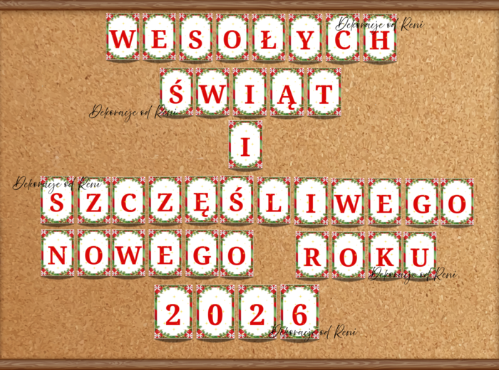 Girlanda - WESOŁYCH ŚWIĄT I SZCĘŚLIWEGO NOWEGO ROKU 2026 - wersja 2