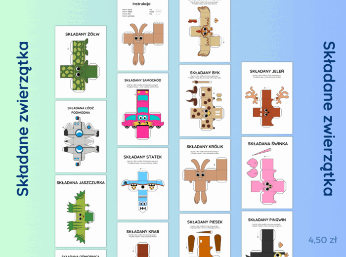 Składane zwierzątka -15 zwierzątek