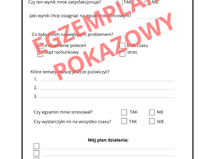 Karta przemyśleń po próbnym egzaminie z matematyki