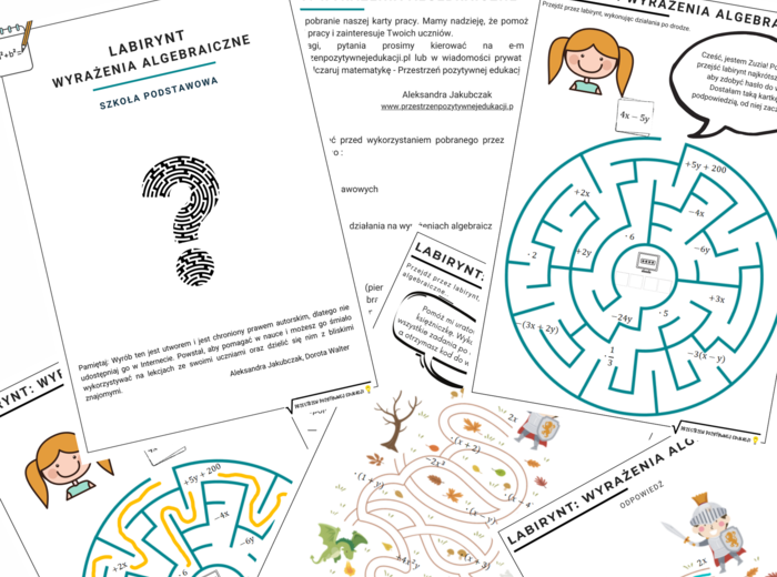 Wyrażenia algebraiczne - 2 labirynty + wersja w języku ukraińskim