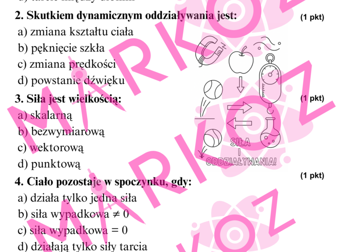 Sprawdzian - oddziaływania i siły