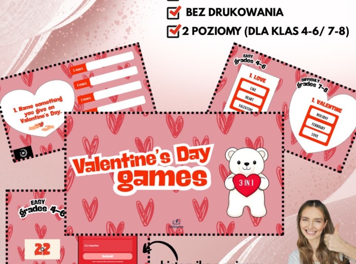 Valentine’s Day Games – gotowa lekcja pełna gier (A1–A2)
