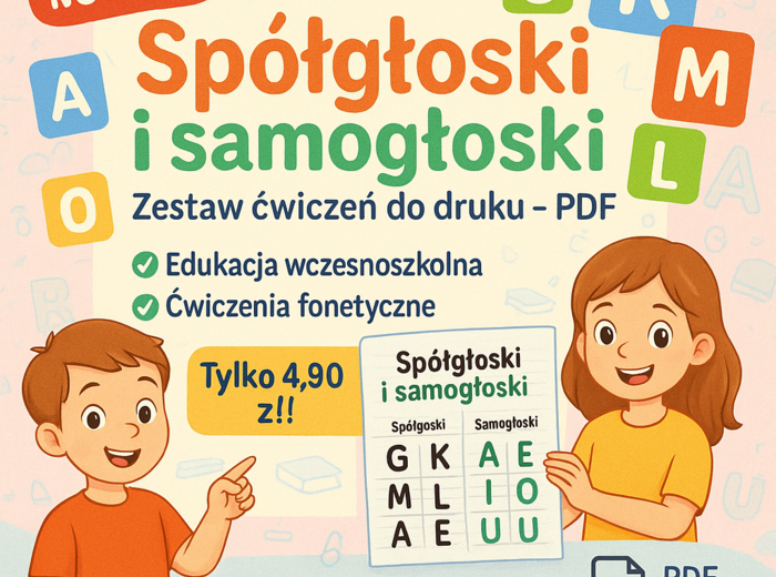 Spółgłoski i samogłoski. Karta pracy. Sprawdzian