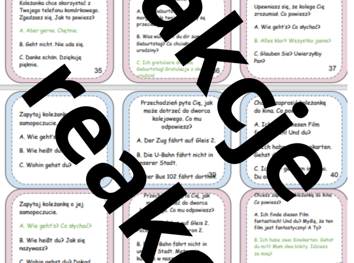 Reakcje językowe - egzamin ósmoklasisty - język niemiecki