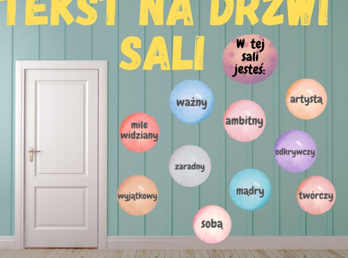 Motywująca dekoracja na drzwi.