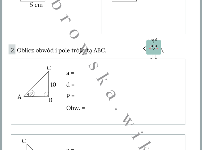 Kwadrat i jego połowa - karta pracy