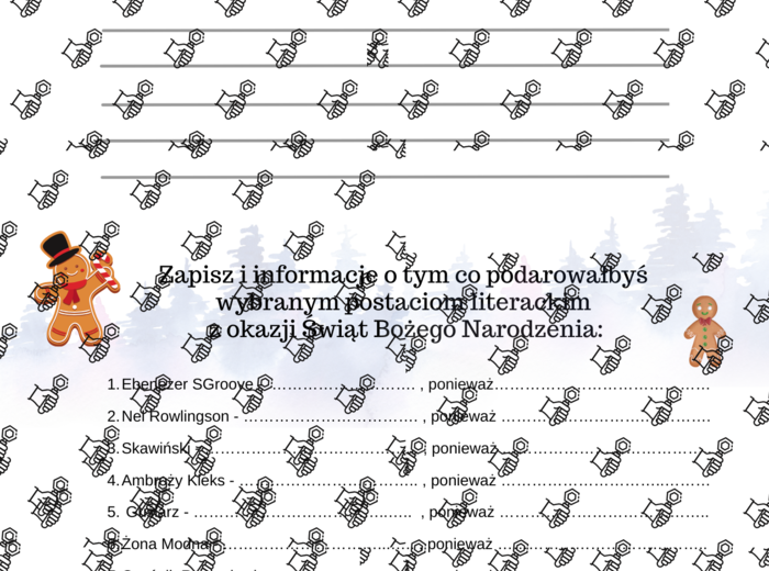 Postacie literackie, test ósmoklasisty, święta