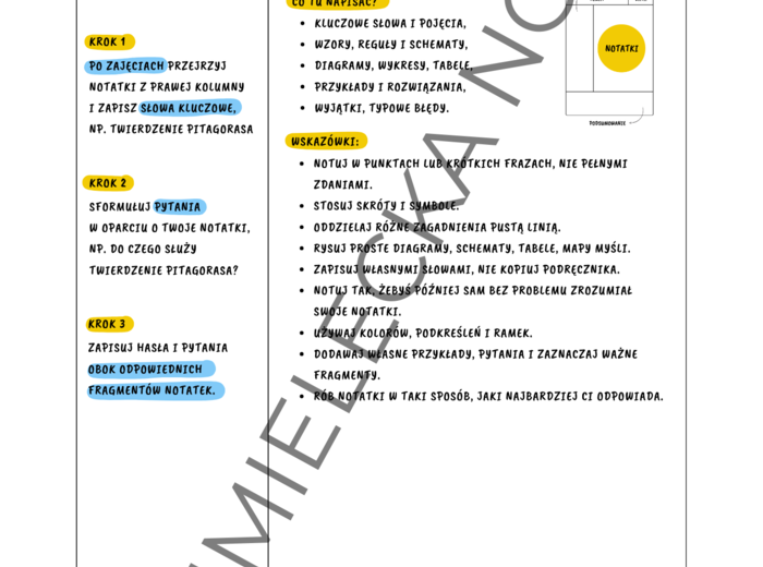 Jak robić notatki? Metoda Cornella – kompletny przewodnik PDF