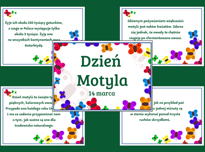 DZIEŃ MOTYLA - Ciekawostki o motylach - WIOSNA – gazetka – biblioteka – świetlica – 23 strony – wersja 1