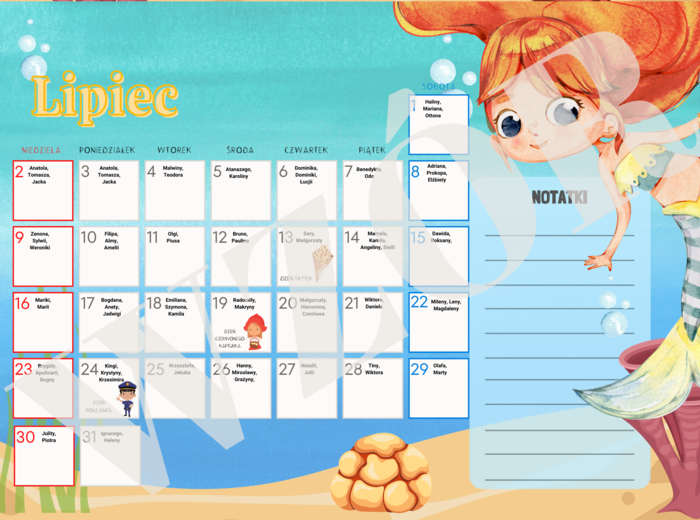 Kalendarz dni nietypowych - 2022/2023 syrenki