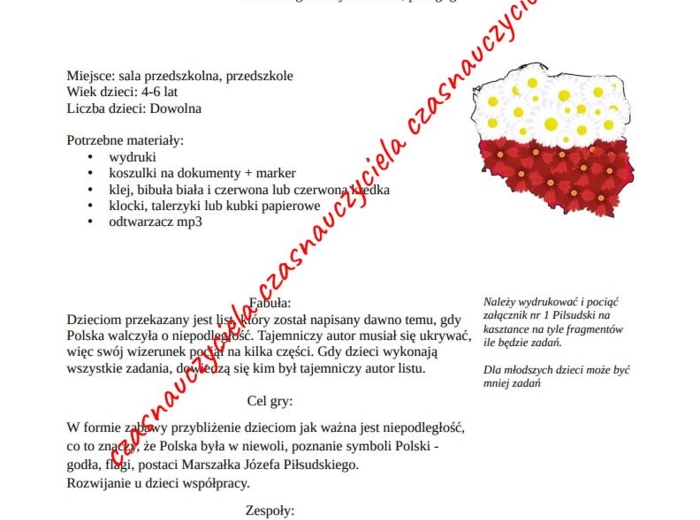 Podróż do niepodległości - gra przedszkolna