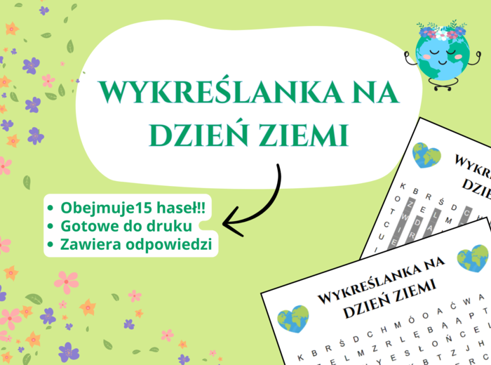 Wykreślanka na Dzień Ziemi 🌍♻️ – ekologia, przyroda, edukacja wczesnoszkolna, język polski, godzina wychowawcza, świetlica