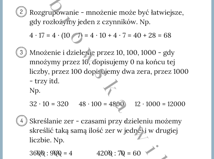Triki na działania pamięciowe - notatka