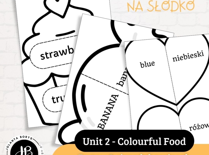 Słówka Na Słodko - Zestaw 3 gier edukacyjnych do nauki słownictwa z "Shine on 1" Unit 2 - Colourful Food