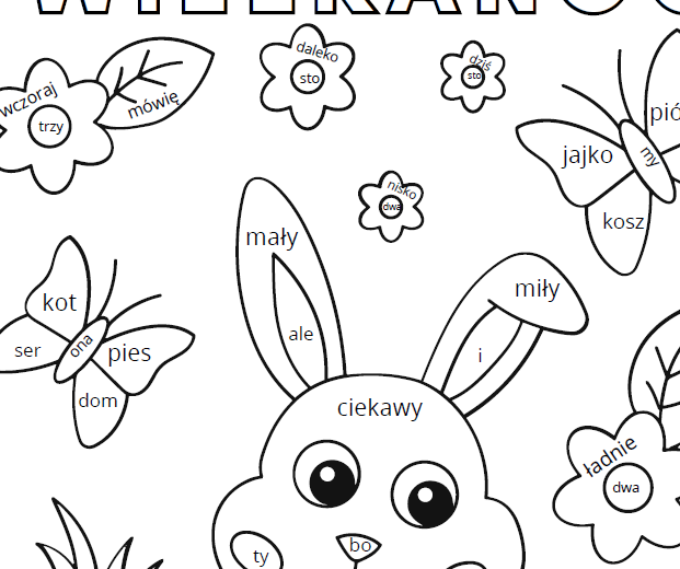 Części mowy - kolorowanka, Wielkanoc, egzamin ósmoklasisty