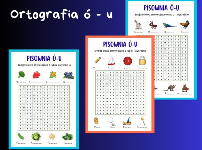 Ortograficzne wykreślanki - ó,u