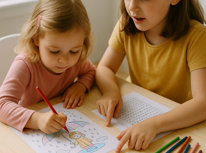 Karty Pracy: "Deszczowe łamigłówki"