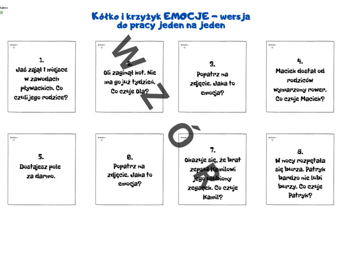 Kółko i krzyżyk Emocje oraz Gesty - rozwijanie współpracy