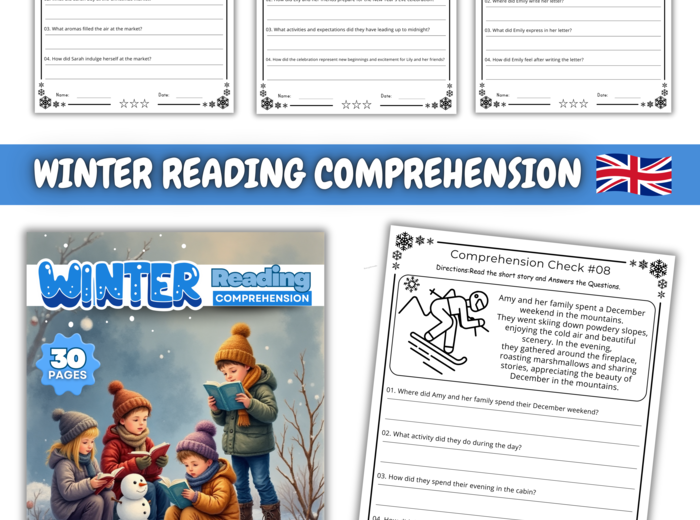 WINTER READING COMPREHENSION – Czytanie że zrozumieniem po angielsku ❄️🇬🇧 30 stron PDF