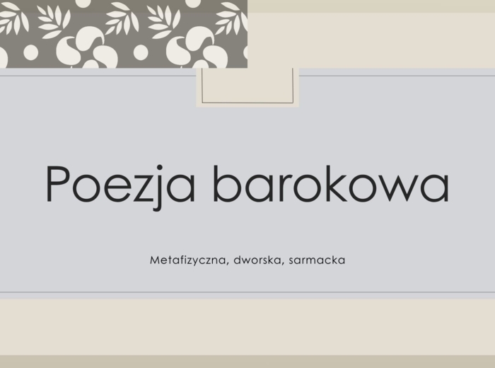 prezentacja, Poezja barokowa, gotowa lekcja z zadaniami, 17 slajdów
