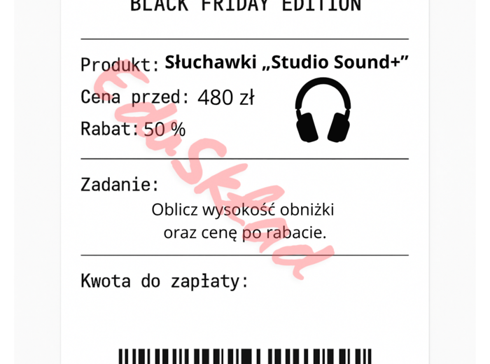 ⭐53 PARAGONY MATEMATYCZNE – BLACK FRIDAY EDITION (różne poziomy trudności / podwójne rabaty/ zamiast kartkówki)