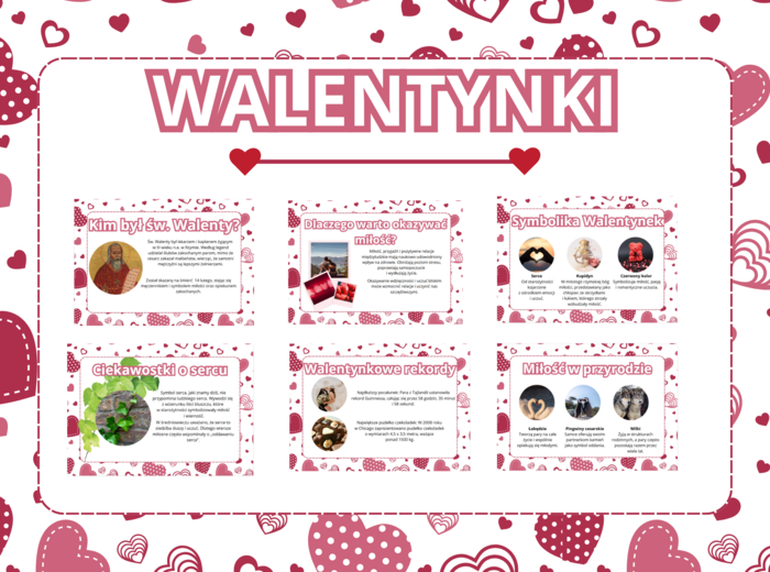 Gazetka szkolna- WALENTYNKI- 10 kolorowych kart A4- PDF