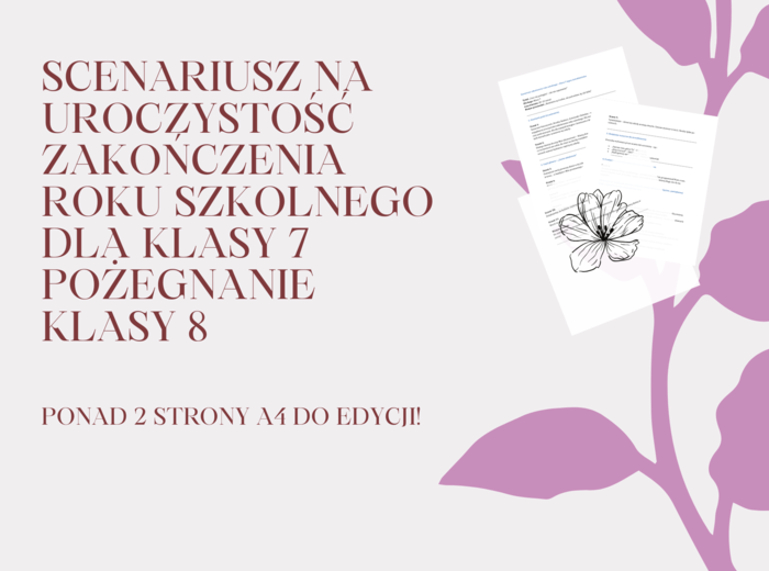 Krótki scenariusz na uroczystość zakończenia roku szkolnego dla klasy 7 żegnającej ósmoklasistów/ Pożegnanie klasy 8/ Pożegnanie ósmoklasistów