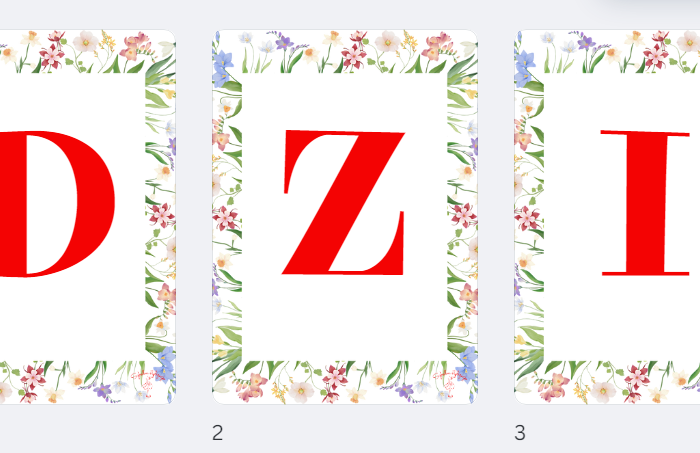 Dzień Kobiet - girlanda, napis, kwiatowa ramka