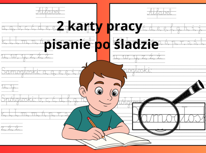 Alfabet - samogłoski, spółgłoski - pisanie po śladzie, terapia ręki