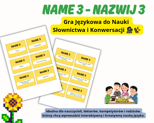 GRA JĘZYKOWA, KONWERSACJE, NAZWIJ 3, ANGIELSKI, EGZAMIN, MATURA, SPEAKING