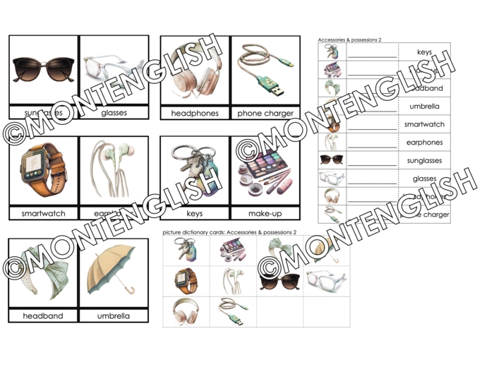 Zestaw kart obrazkowych: ACCESSORIES and PERSONAL POSSESSIONS SET 2
