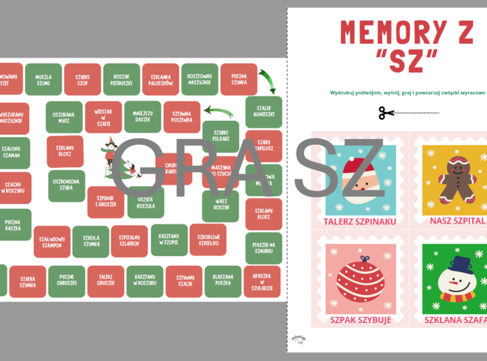 Świąteczne gry logopedyczne - głoska sz