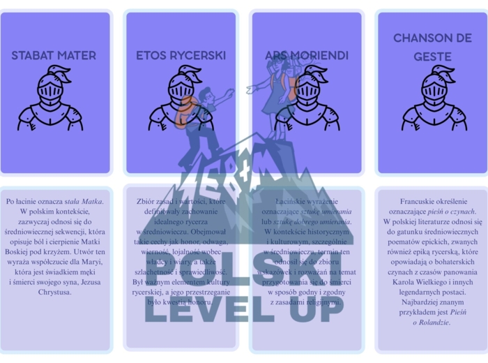 fiszki literackie_średniowiecze_Polski Level Up