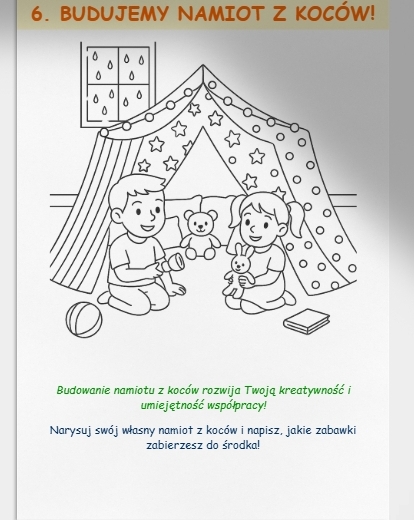 Kolorowanka: "Co robimy gdy pada deszcz?"