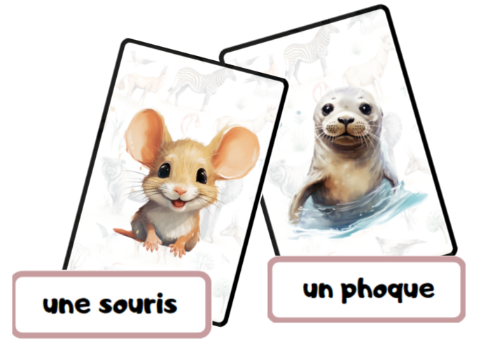 Les animaux sauvages, Dzikie zwierzęta, język francuski, karty obrazkowe i wyrazowe FLE