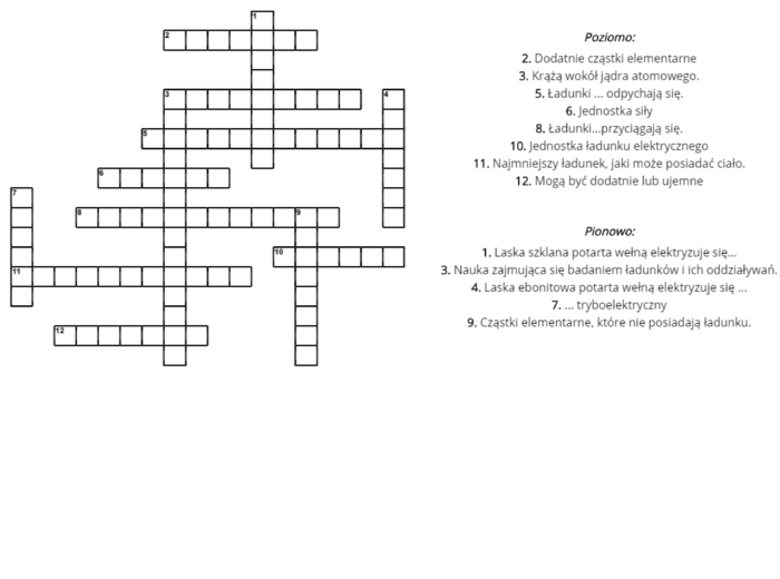Elektrostatyka-krzyżówka