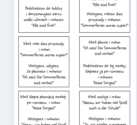 Gra Bewegungsspiel / Achtsamkeitübung język niemiecki