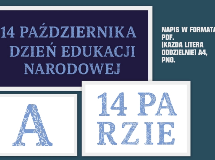 Napis: 14 PAŹDZIERNIKA – DZIEŃ EDUKACJI NARODOWEJ (pdf + png)