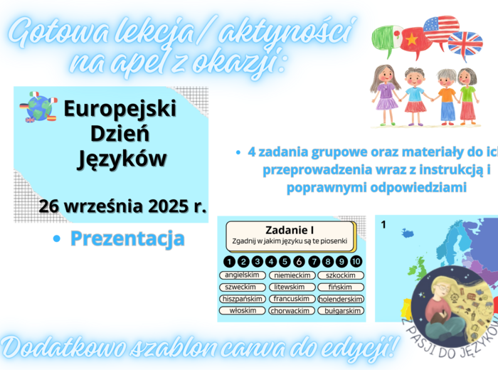 Europejski Dzień Języków – gotowa lekcja, apel do przeprowadzenia, szablon canva!