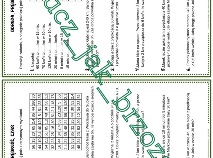 Droga, prędkość, czas, karta pracy, kodowanie, klasa 6, walentynki