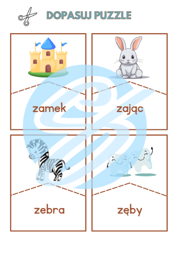 LOGOPEDYCZNE PUZZLE DO UTRWALANIA GŁOSKI Z SZEREG SYCZĄCY LOGOPEDIA KARTY PRACY