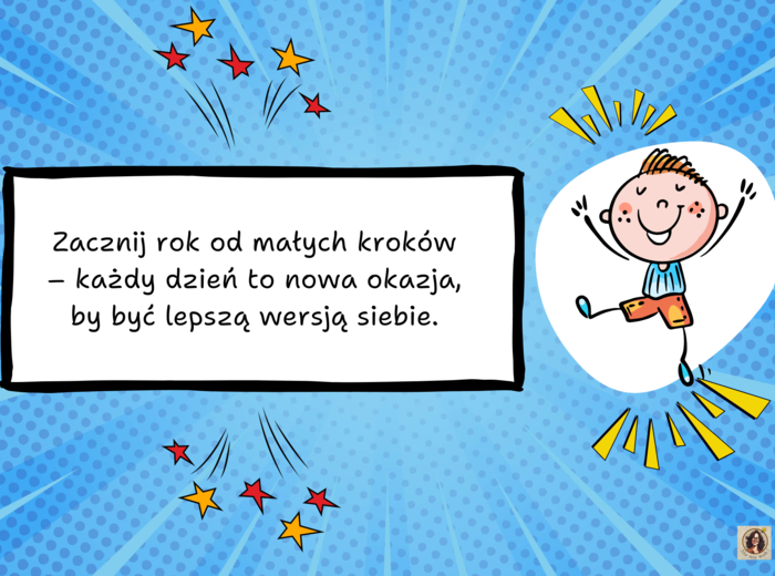 Skok w nowy rok - gazetka ścienna z hasłami motywacyjnymi.