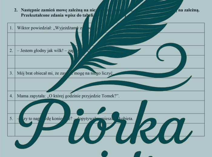 Mowa zależna i niezależna - kartkówka