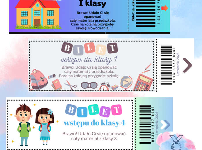 Bilet do klasy I, II, III i IV na koniec roku 2025, upominek