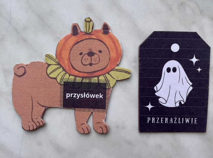 Halloween - straszne części mowy - dopasowywanka